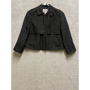 Classiques Entier Women Black Jacket Button Up 3/4 Sleeve Size Small